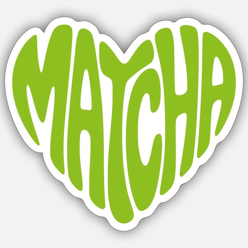 Matcha Herz Form - Sticker Größe S (10 x 10 cm) - Mattweiß