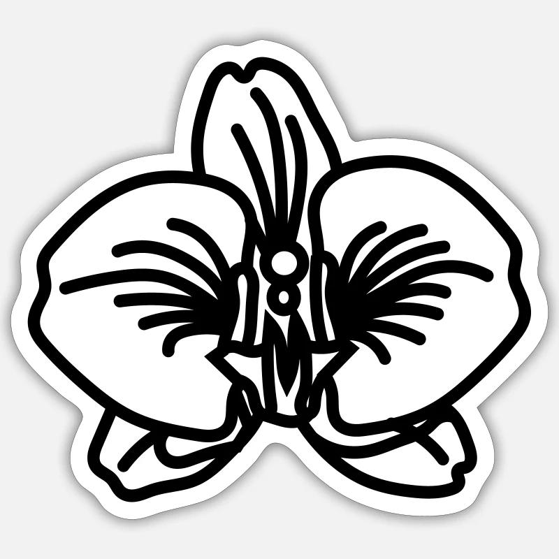 orchidée - Sticker taille S (10 x 10 cm) - blanc mat