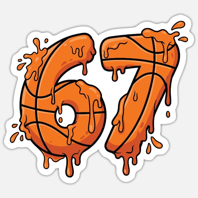 67 Graffiti de basket mème Sticker taille S (10 x 10 cm)