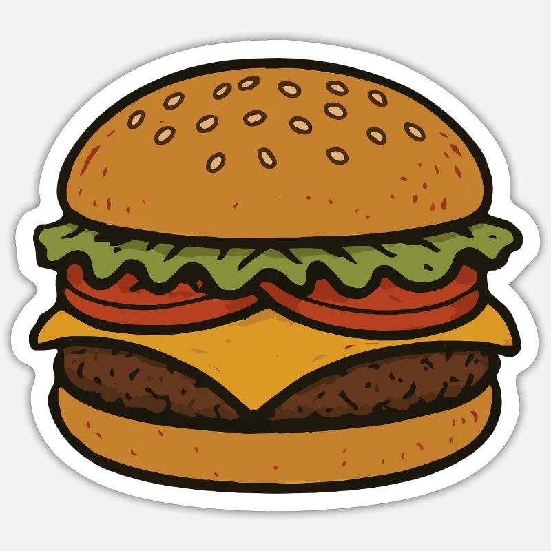 Hamburger comique - Sticker taille S (10 x 10 cm) - blanc mat