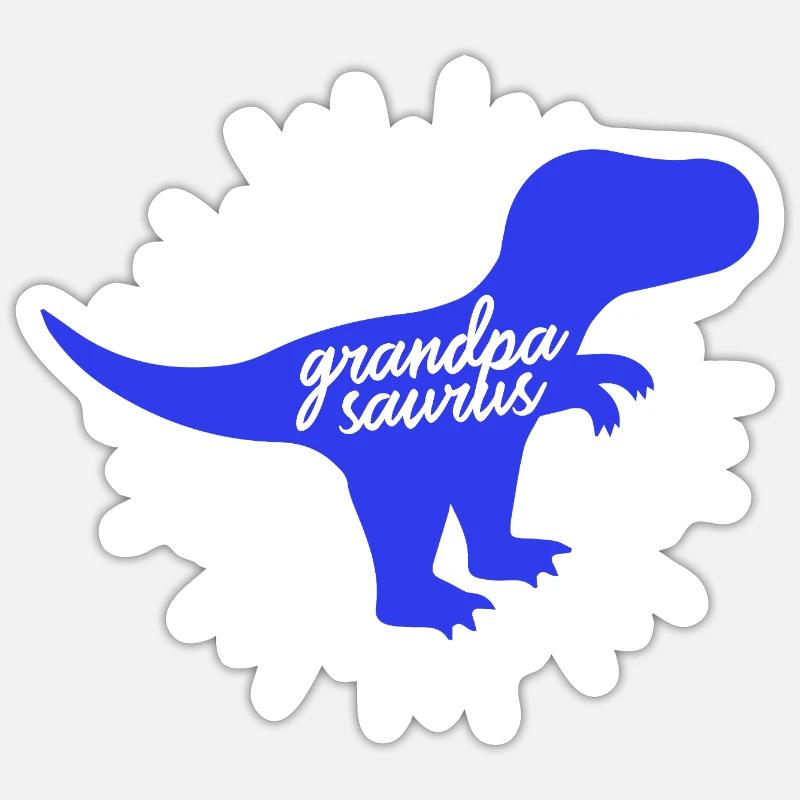 Grandpasaurus T-Rex Silhouette Dinosaurier Papa - Sticker Größe S (10 x 10 cm) - Mattweiß