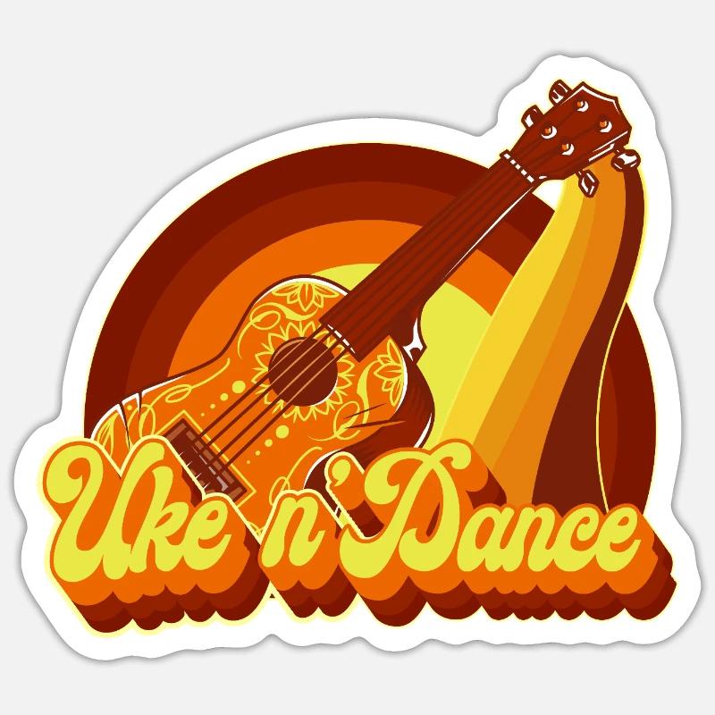 Ukulélé hawaïen ukulélé Retro 70s - Sticker taille S (10 x 10 cm) - blanc mat