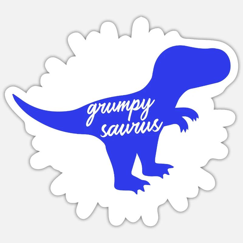 Grumpysaurus Funny Blue T-Rex Dinosaur - Sticker size S (10 x 10 cm) - white matte