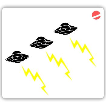 UFO Invasion Lightning Attack Alien Vector - Sticker size S (10 x 10 cm) - white matte - Front