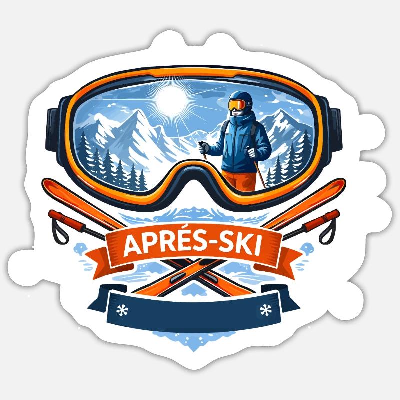 Apres Ski Comic Design - Sticker Größe S (10 x 10 cm) - Mattweiß