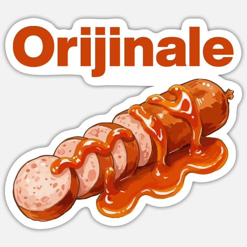 ORIJINALE CURRYWURST ! - Sticker taille S (10 x 10 cm) - blanc mat