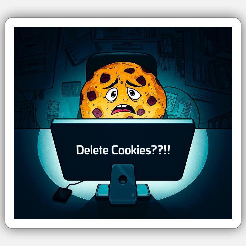 Schüchterne Kekse am Computer - Sticker Größe S (10 x 10 cm) - Mattweiß