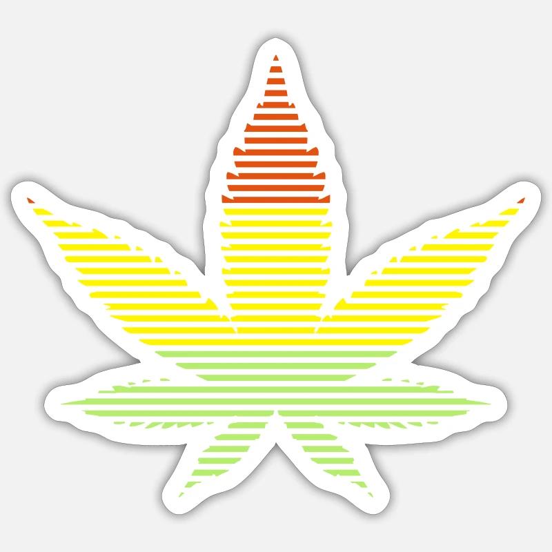 feuille de cannabis - Sticker taille S (10 x 10 cm) - blanc mat