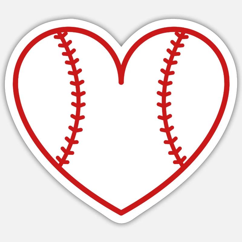 Baseball softball heart - Sticker size S (10 x 10 cm) - white matte