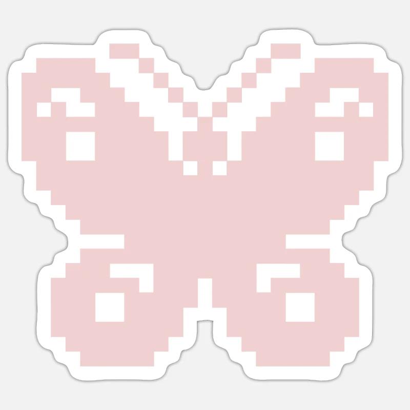 Pixel Pink Butterfly - Sticker Größe S (10 x 10 cm) - Mattweiß