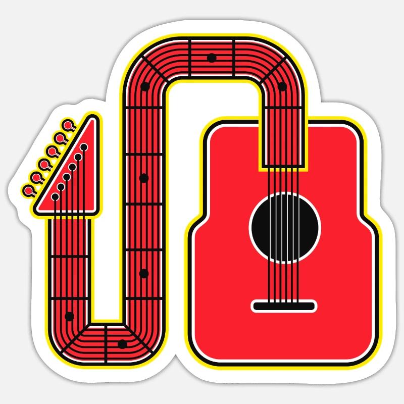 Rote Abstract Shape Gitarre - Sticker Größe S (10 x 10 cm) - Mattweiß