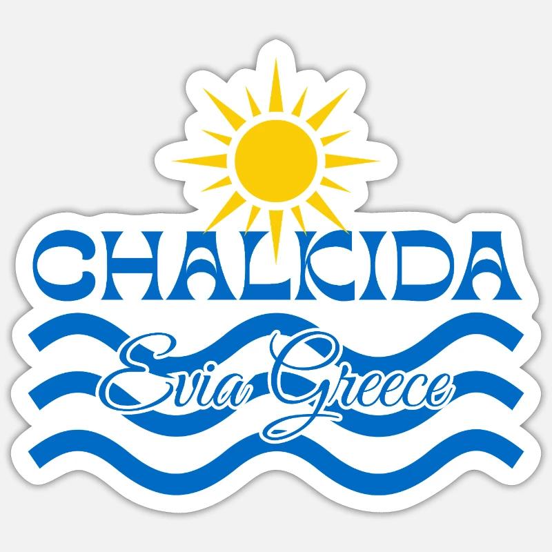 Chalkida Sunshine Waves - Sticker size S (10 x 10 cm) - white matte