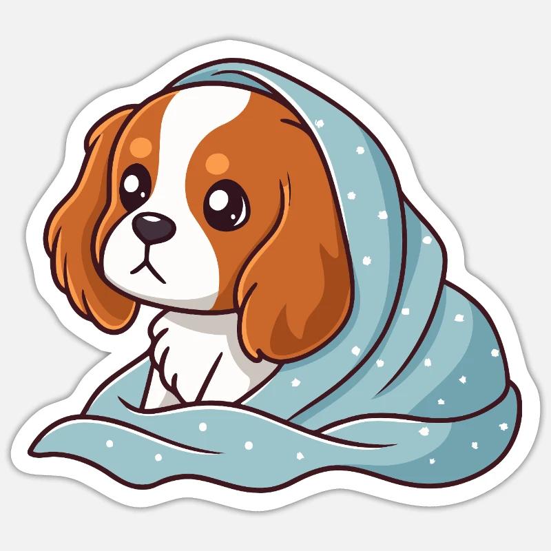 Beagle emmitouflé bleu - Sticker taille S (10 x 10 cm) - blanc mat