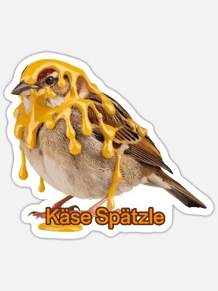 Käse Spätzle Spatz Lustiger Schwaben Spruch Für - Sticker Größe S (10 x 10 cm) - Mattweiß