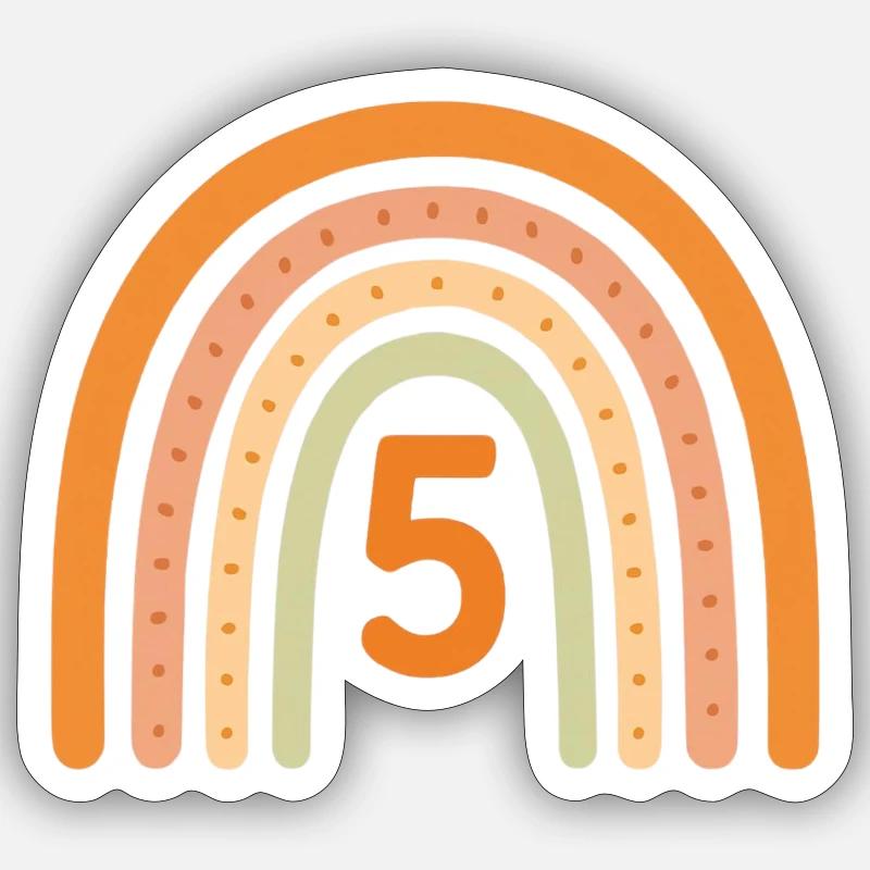 5. Geburtstag Regenbogen - Sticker Größe S (10 x 10 cm) - Mattweiß