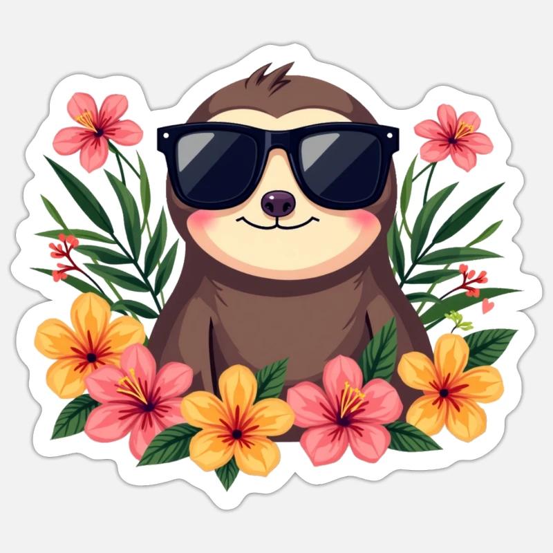 Faultier - Sticker Größe S (10 x 10 cm) - Mattweiß