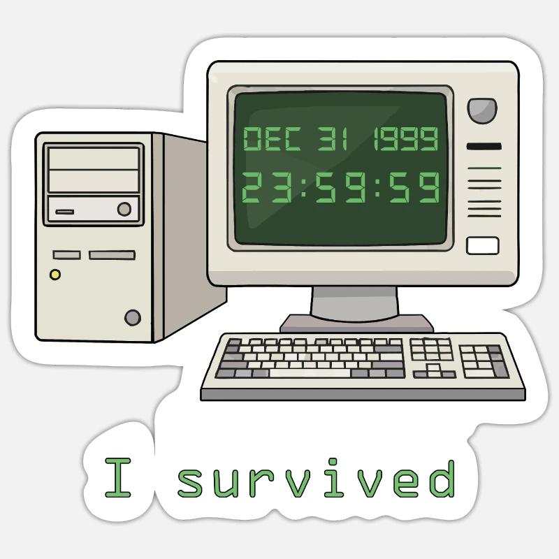 J’ai survécu à l’an 2000 - Sticker taille S (10 x 10 cm) - blanc mat
