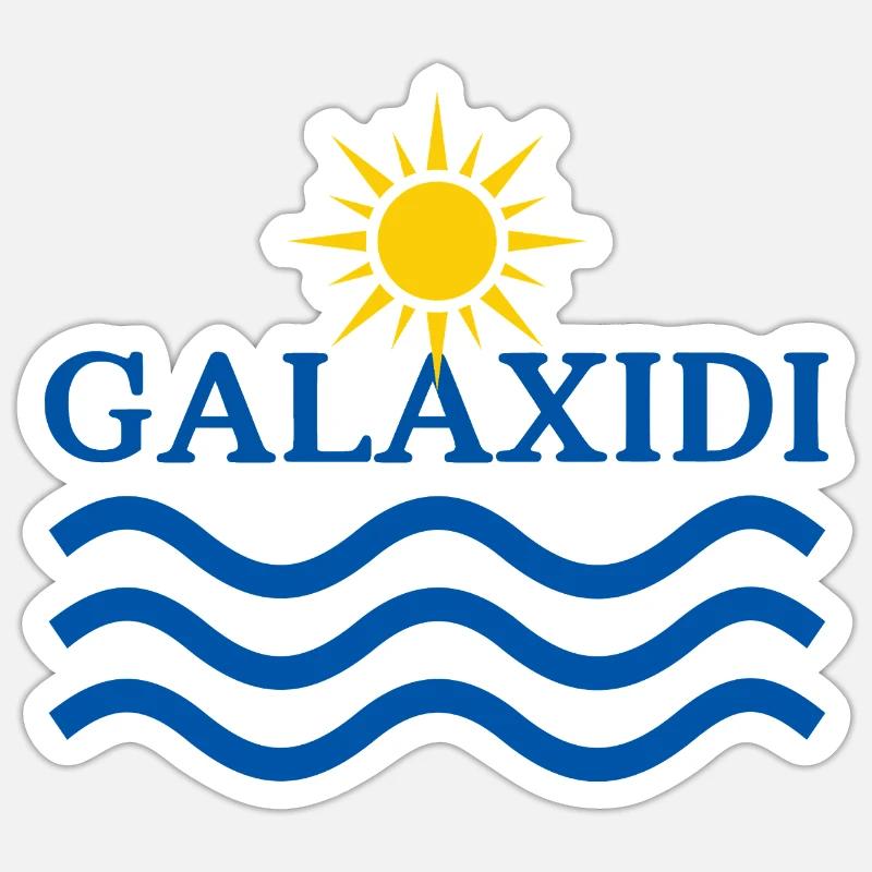 Soleil et Vagues de Galaxidi - Sticker taille S (10 x 10 cm) - blanc mat