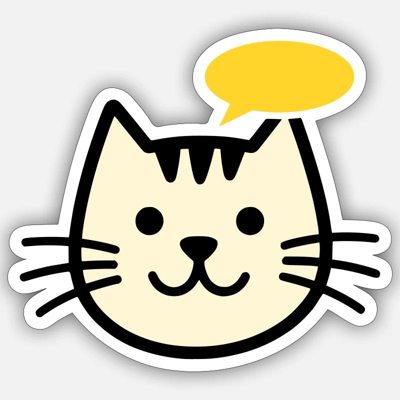 katzengesicht-mit-sprechblase - Sticker Größe S (10 x 10 cm) - Mattweiß