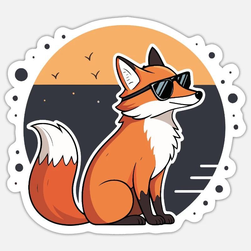 Fox Sun Dunkle Brille Sticker Größe S (10 x 10 cm)