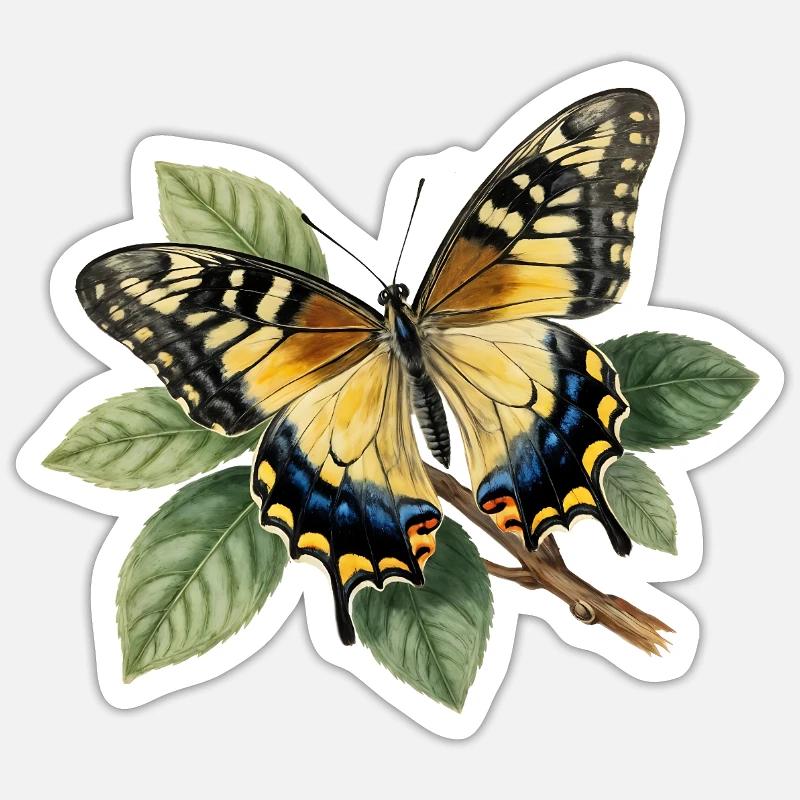 Schwalbenschwanz oder Große Haarsträhne, Papilio machaon Sticker Größe S (10 x 10 cm)
