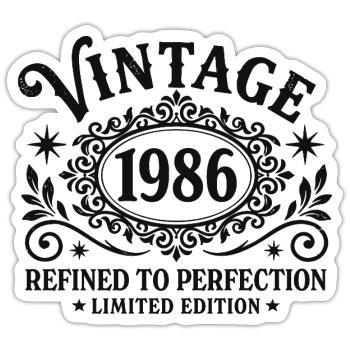 Vintage 1986 Refined To Perfection Birthday - Sticker size S (10 x 10 cm) - white matte - Front
