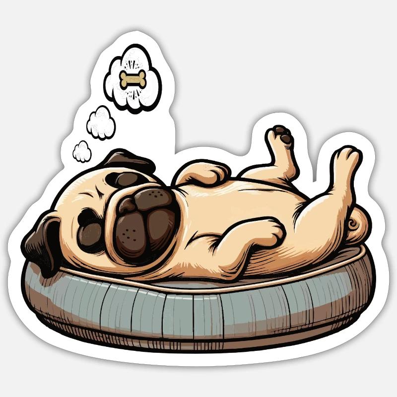 Mops Möpse Mopsbesitzer Mopsliebhaber Mopshalter - Sticker Größe S (10 x 10 cm) - Mattweiß