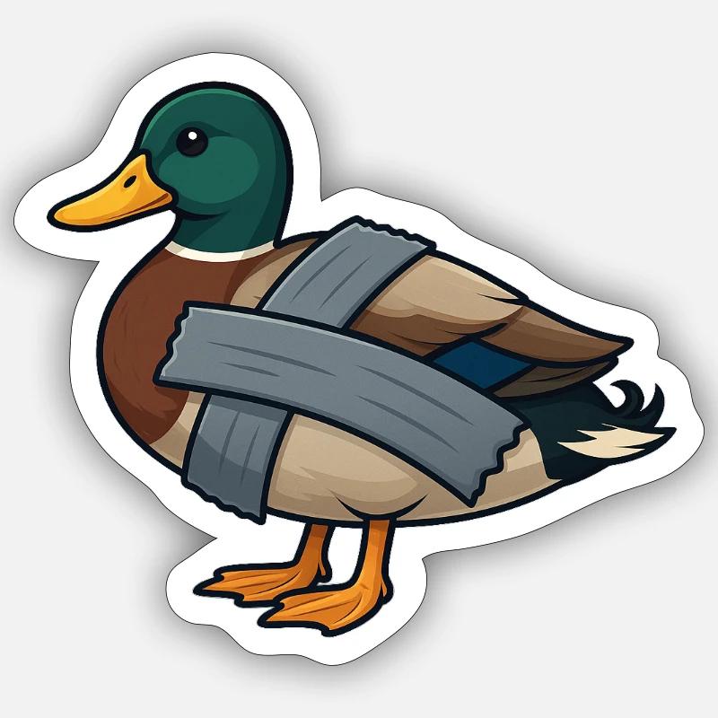 Ruban à canard - Sticker taille S (10 x 10 cm) - blanc mat