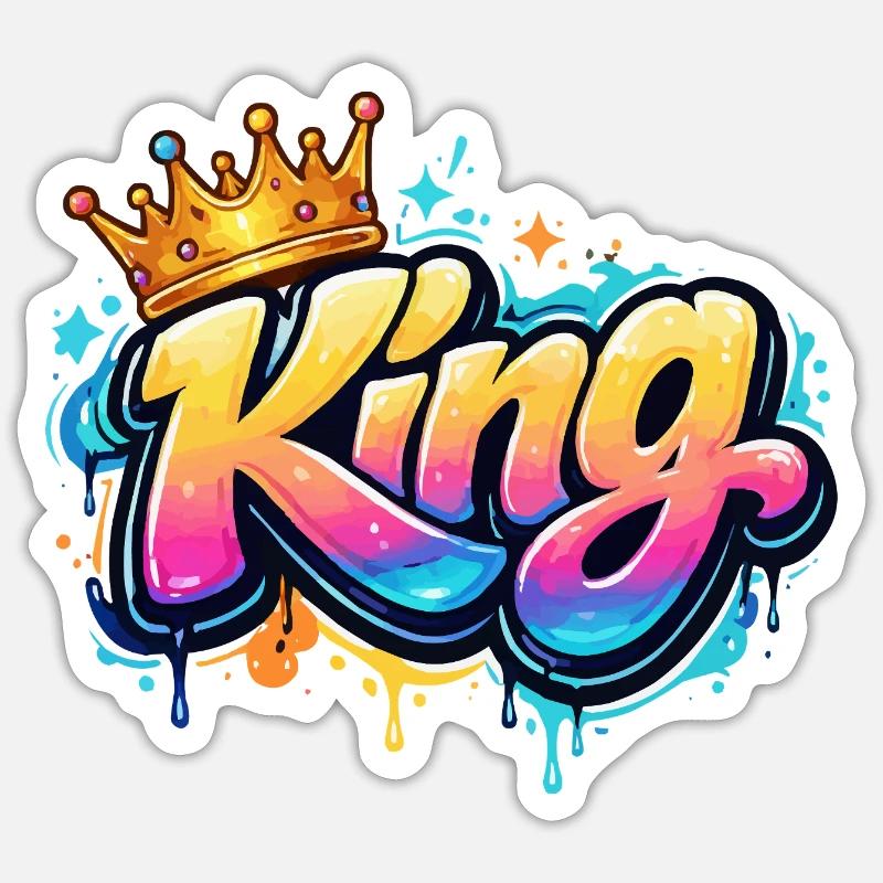 Roi royal du graffiti - Sticker taille S (10 x 10 cm) - blanc mat