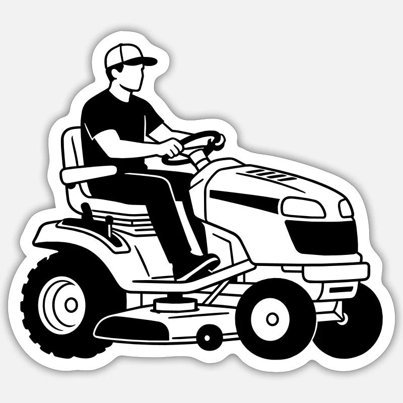 Rasenmäher - Sticker Größe S (10 x 10 cm) - Mattweiß