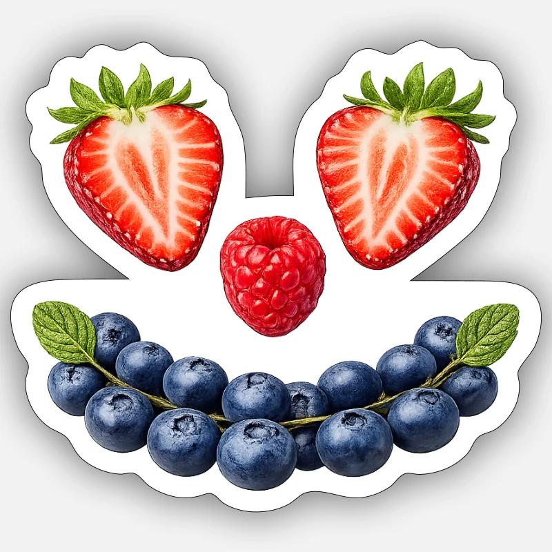Berries Face - Sticker size S (10 x 10 cm) - white matte