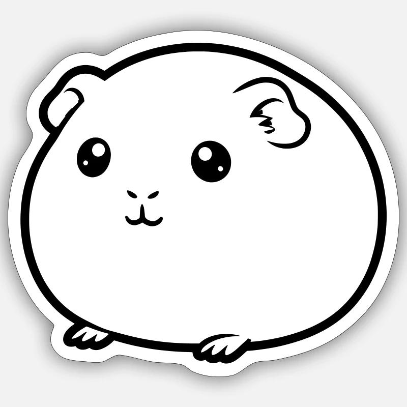 Fat guinea pig comic silhouette Sticker size S (10 x 10 cm)