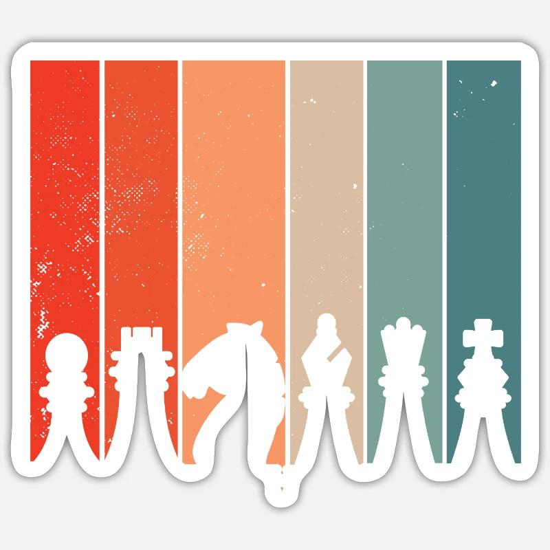 Échecs Rétro - Sticker taille S (10 x 10 cm) - blanc mat