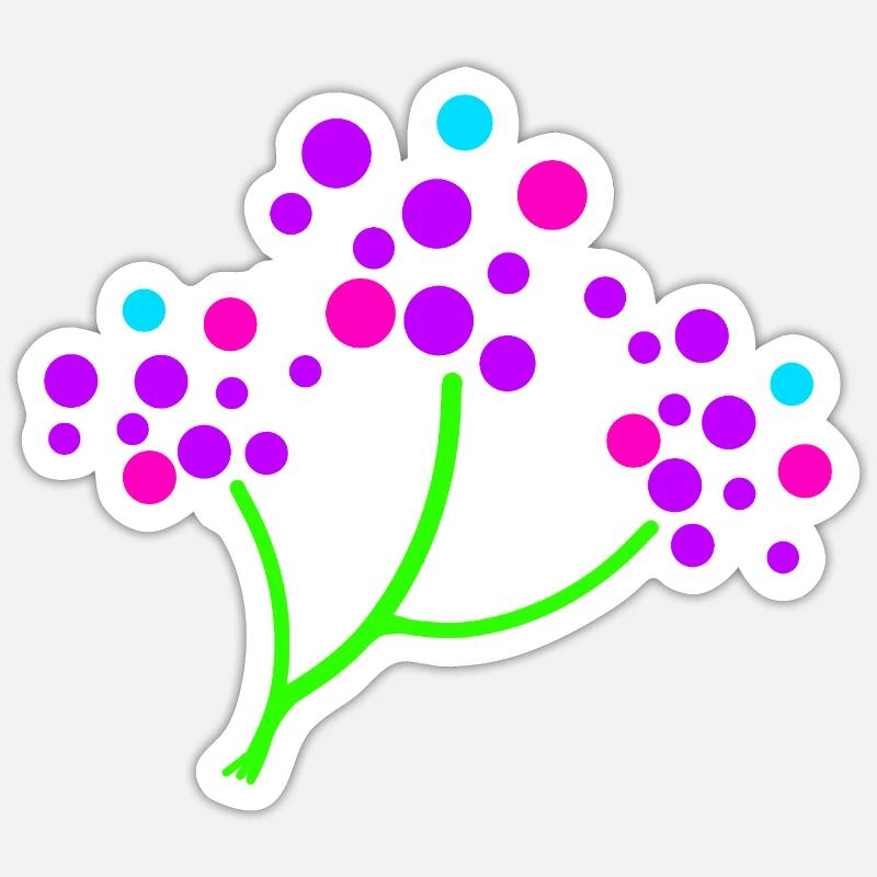 Branche Fleurs de Néon - Sticker taille S (10 x 10 cm) - blanc mat