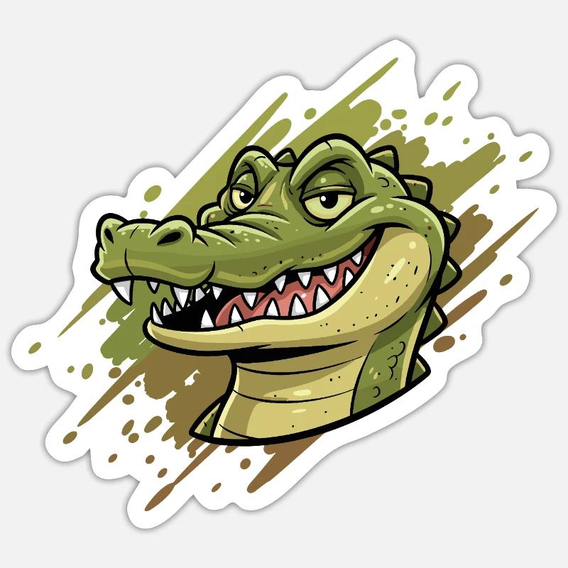 Tête de graffiti d’alligator - Sticker taille S (10 x 10 cm) - blanc mat