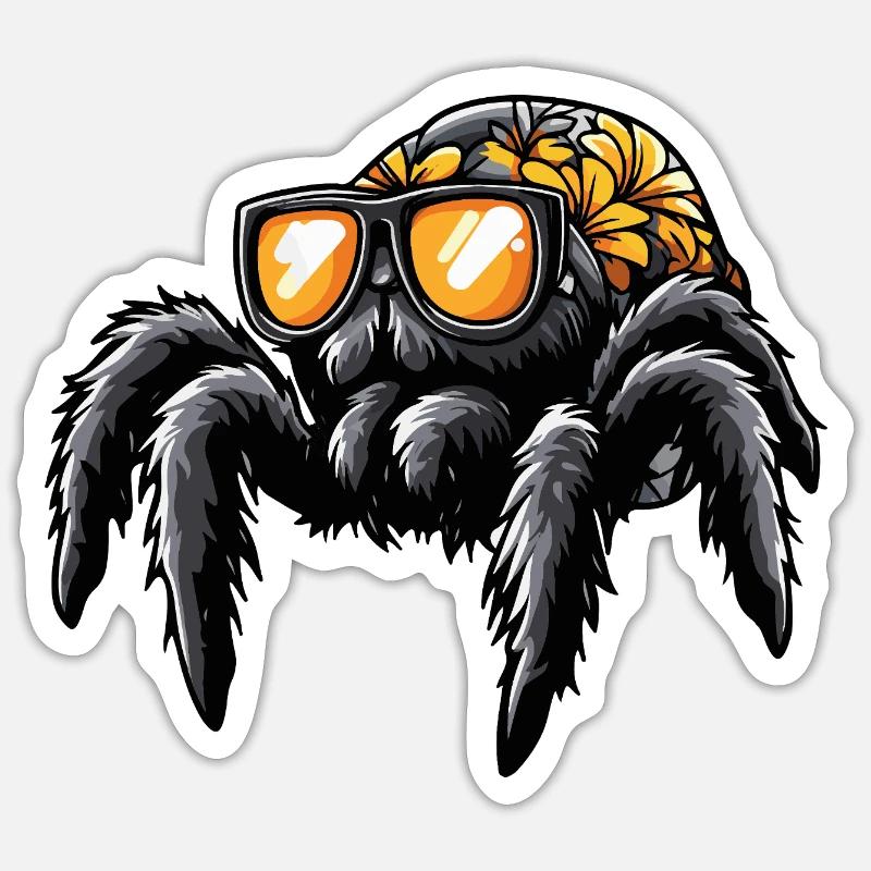 Tarantula Comic Urlaub - Sticker Größe S (10 x 10 cm) - Mattweiß