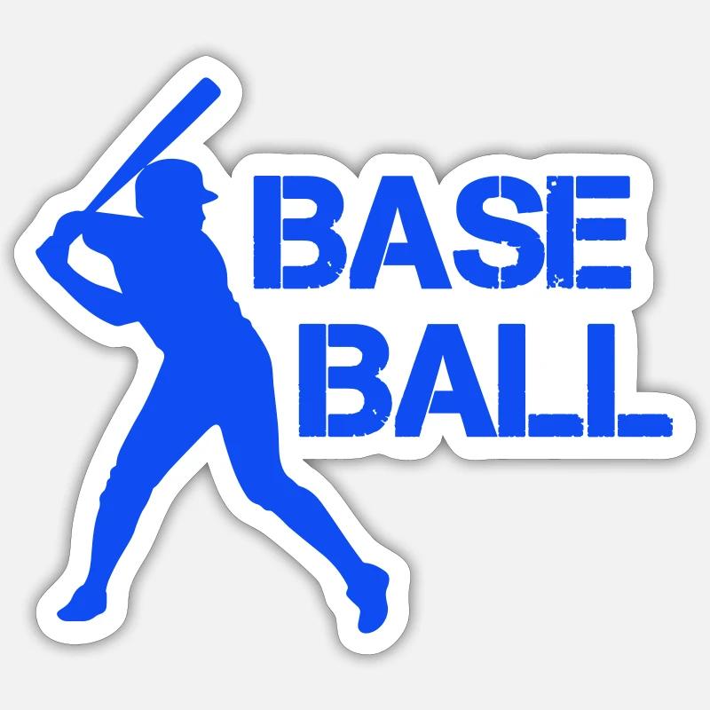 Baseball Silhouette in Blitzblau - Sticker Größe S (10 x 10 cm) - Mattweiß