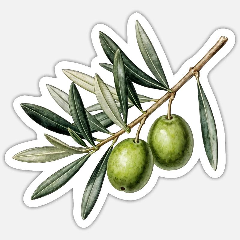 Botanischer Olivenzweig - Sticker Größe S (10 x 10 cm) - Mattweiß