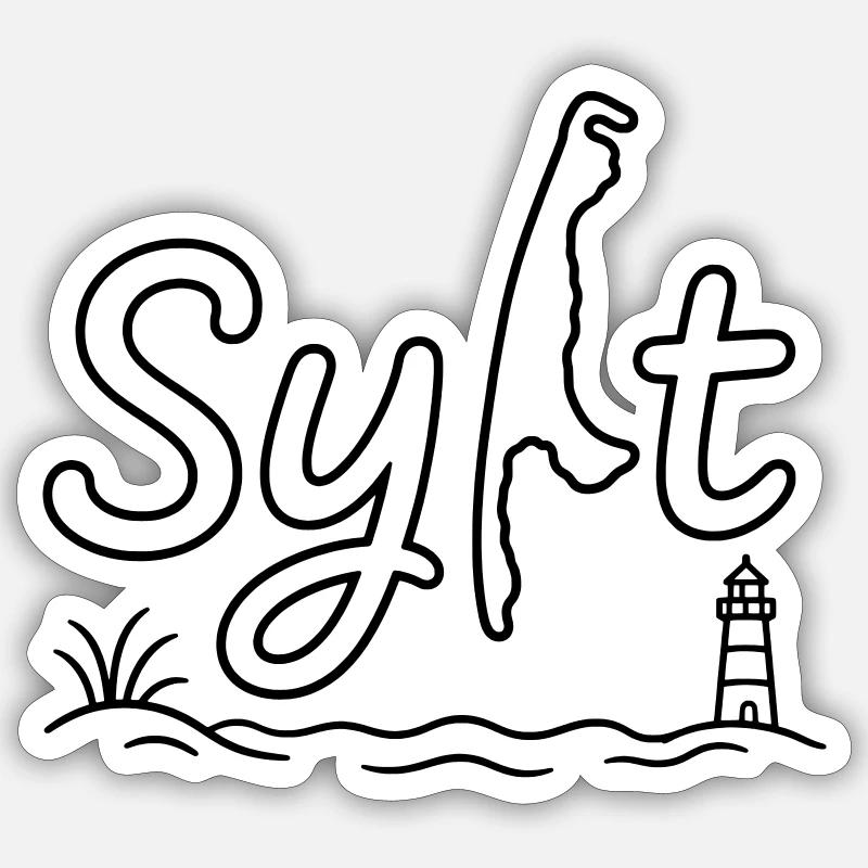 Synopsis de l’île Sylt - Sticker taille S (10 x 10 cm) - blanc mat