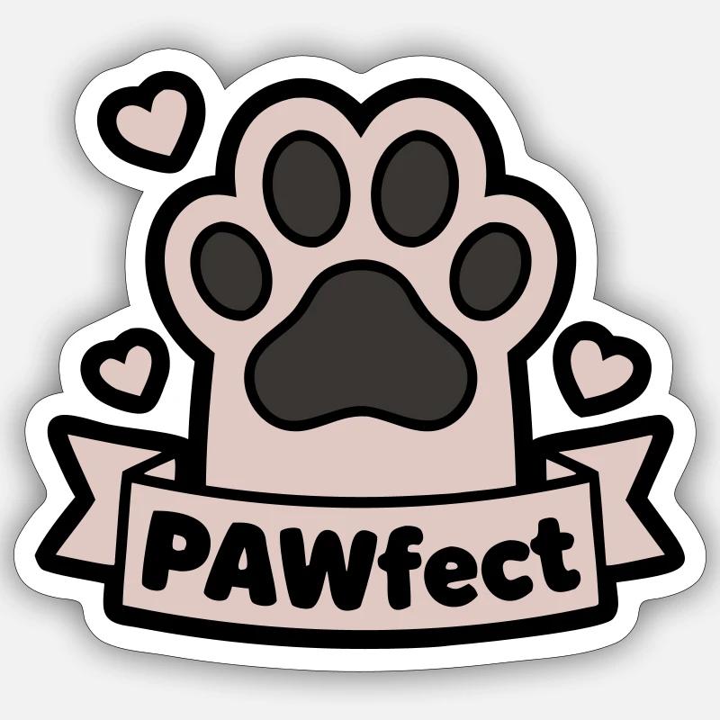 Pfote Pawfect Banner Textfeld - Sticker Größe S (10 x 10 cm) - Mattweiß