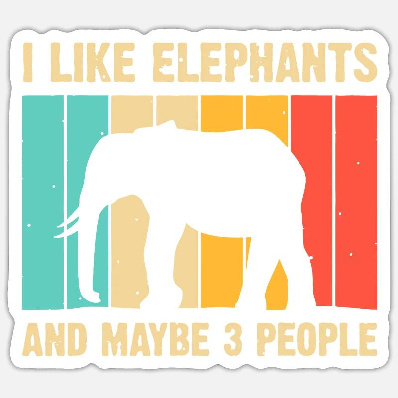 Elephant Silhouette on Rainbow Stripes - Sticker size S (10 x 10 cm) - white matte