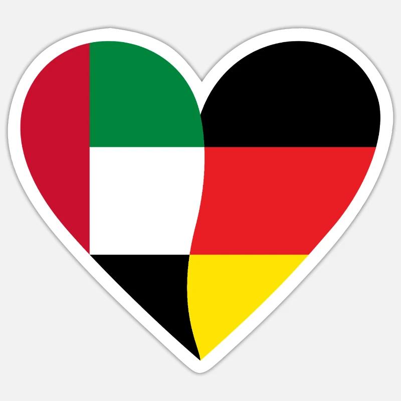 UAE Germany Heart - Sticker Größe S (10 x 10 cm) - Mattweiß