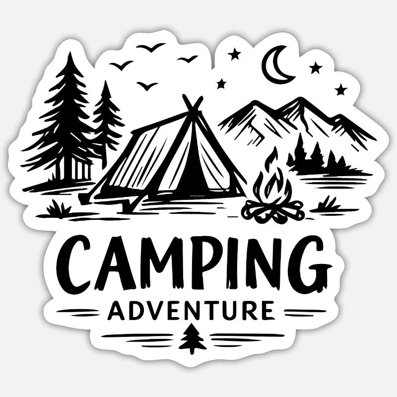 Camping Adventure - Sticker size S (10 x 10 cm) - white matte