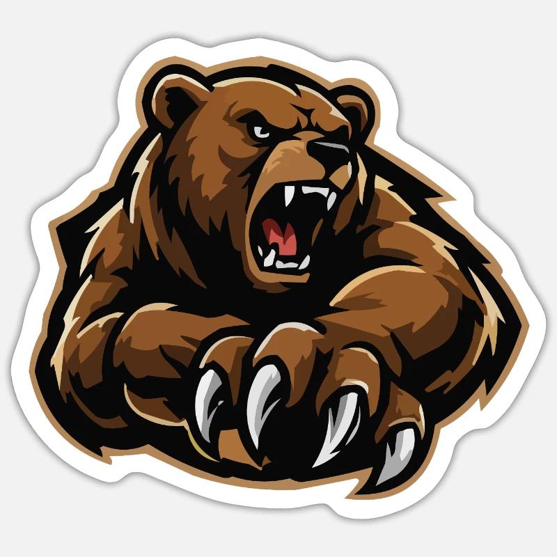 Angry Bear Claw Illustration - Sticker size S (10 x 10 cm) - white matte