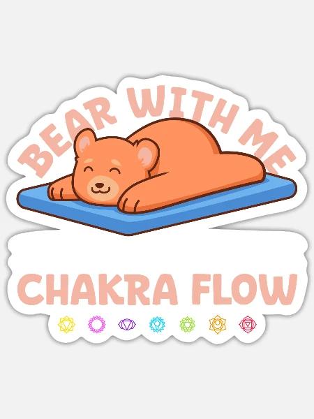 Chakra Humor - Bär im Energiefluss - Sticker Größe S (10 x 10 cm) - Mattweiß