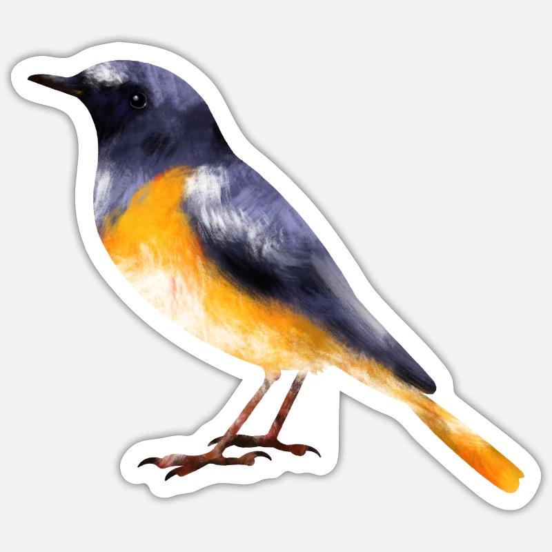Gartenrotschwanz - Sticker Größe S (10 x 10 cm) - Mattweiß