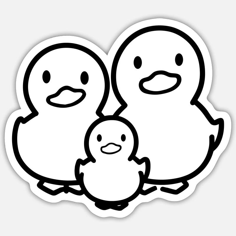 famille canard - Sticker taille S (10 x 10 cm) - blanc mat