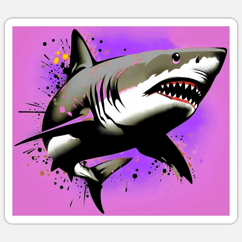 Requin - Sticker taille S (10 x 10 cm) - blanc mat