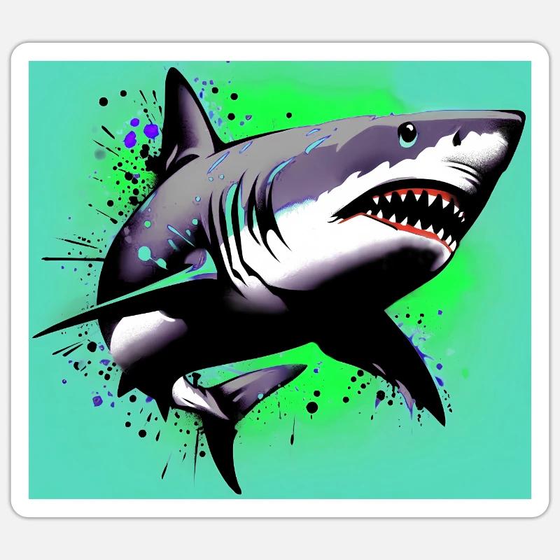 Requin - Sticker taille S (10 x 10 cm) - blanc mat
