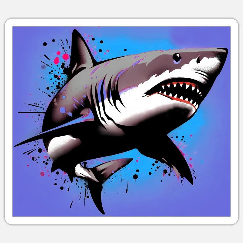 Requin - Sticker taille S (10 x 10 cm) - blanc mat
